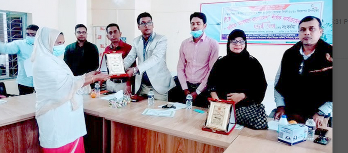 ধর্মপাশায় বেগম রোকেয়া দিবস উপলক্ষ্যে ৬ জয়িত কে সংবর্ধনা