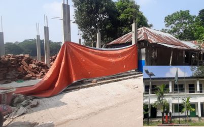 উজিরপুরে সাতলা উচ্চ মাধ্যমিক বিদ‍্যালয়ের কোটি টাকার জমি দখল করে স্থাপনা নির্মান।