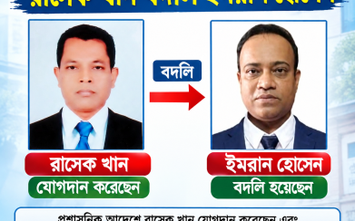 বরিশাল এলজিইডিতে নির্বাহী প্রকৌশলী বদলি ঘিরে তোলপাড় আল ইমরানের বিরুদ্ধে ঘুষ-দুর্নীতির অভিযোগ, দায়িত্ব বুঝে নিতে বরিশালে রাসেক খান